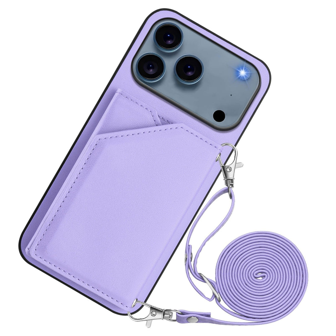 Crossbody Leather Wallet Phone Case iPhone 14 / Purple