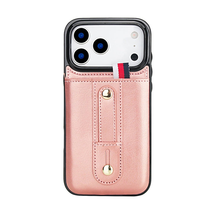 Leather Card Holder Phone Case With Kickstand iPhone 17 Pro Rose Gold Parkfield Supplies