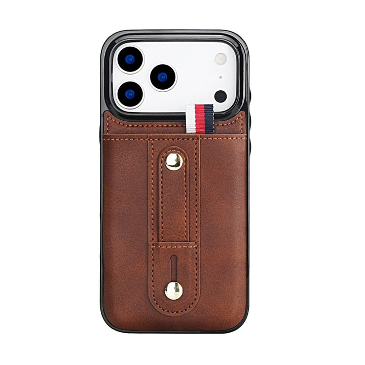 Leather Card Holder Phone Case With Kickstand iPhone 17 Pro Brown Parkfield Supplies