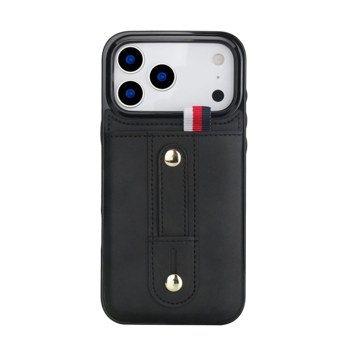 Leather Card Holder Phone Case With Kickstand iPhone 17 Pro Black Parkfield Supplies