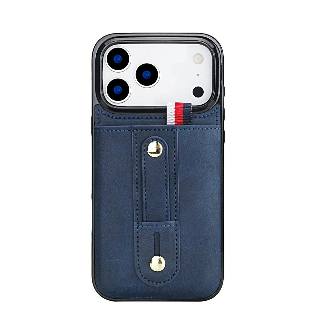 Leather Card Holder Phone Case With Kickstand iPhone 17 Pro Blue Parkfield Supplies