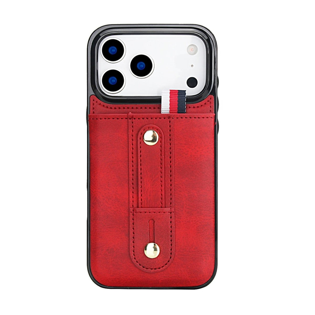 Leather Card Holder Phone Case With Kickstand iPhone 17 Pro Red Parkfield Supplies