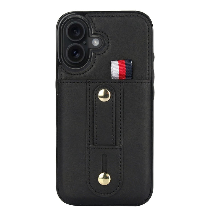 Leather Card Holder Phone Case With Kickstand iPhone 16 Black Parkfield Supplies
