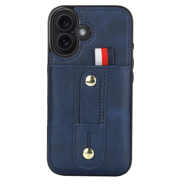 Leather Card Holder Phone Case With Kickstand iPhone 16 Blue Parkfield Supplies