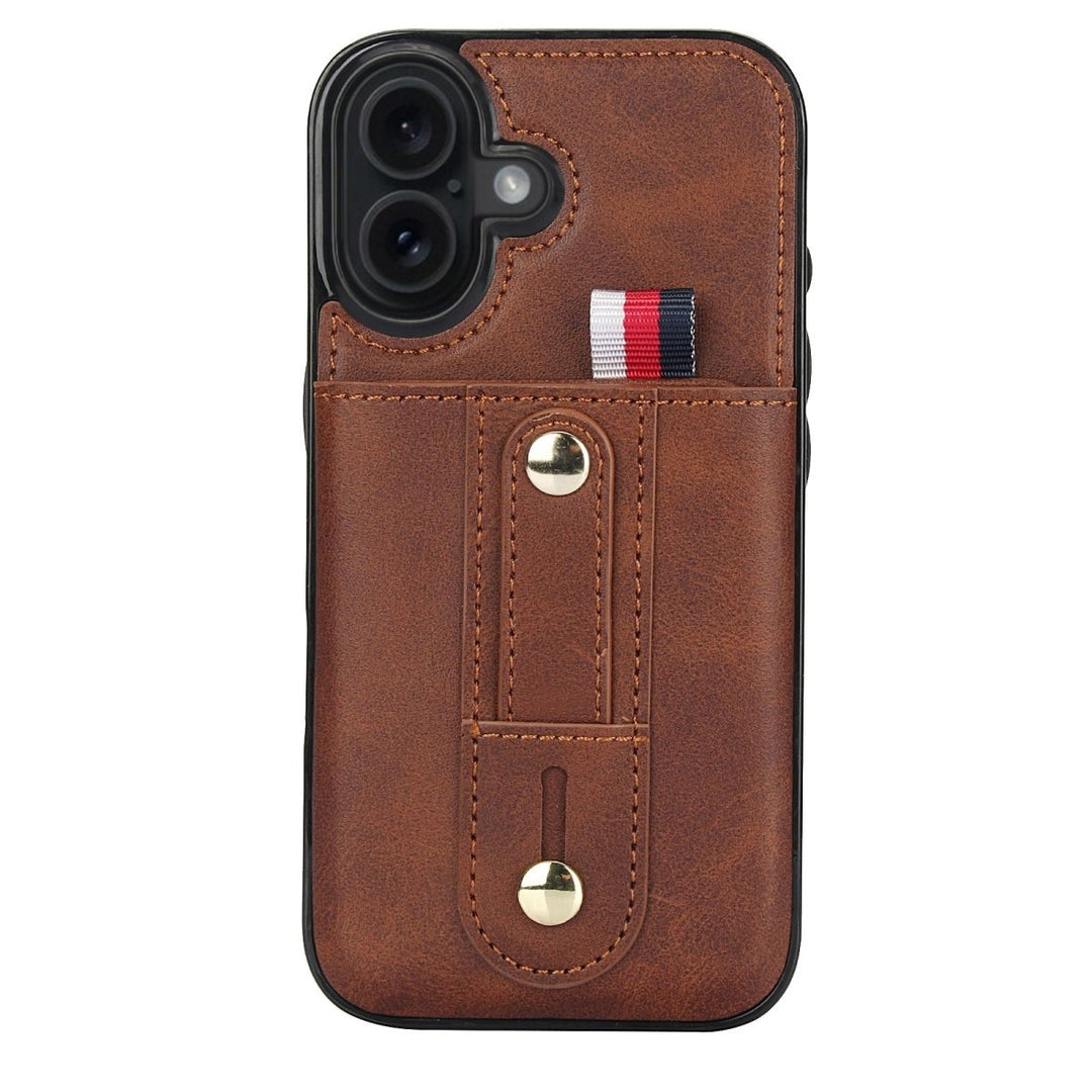 Leather Card Holder Phone Case With Kickstand iPhone 16 Brown Parkfield Supplies