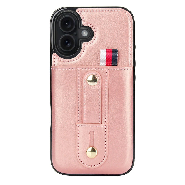 Leather Card Holder Phone Case With Kickstand iPhone 16 Rose Gold Parkfield Supplies