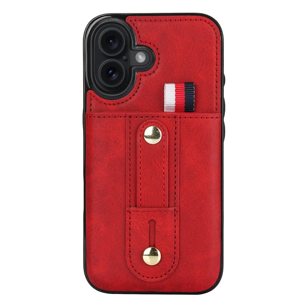 Leather Card Holder Phone Case With Kickstand iPhone 16 Red Parkfield Supplies