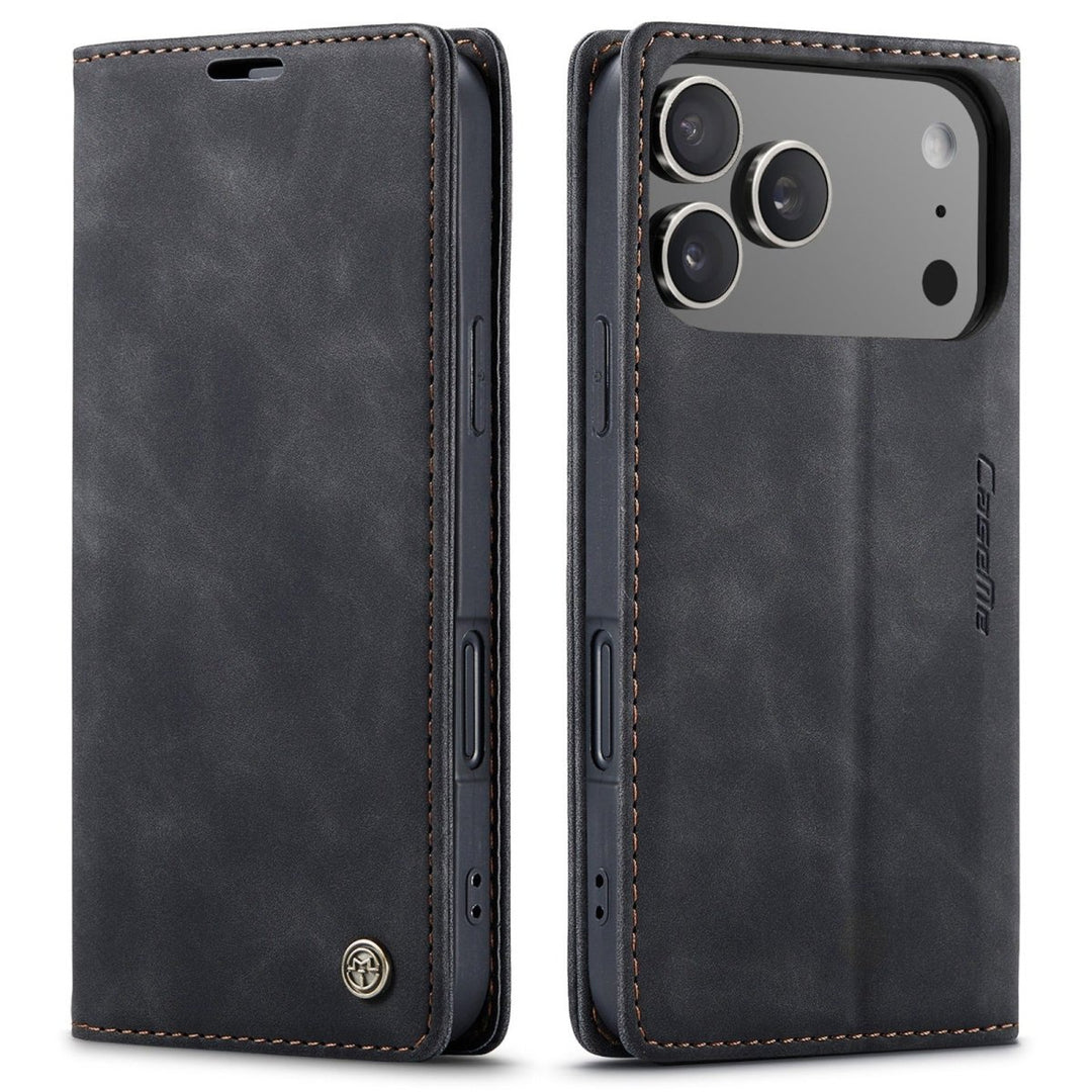 Leather Phone Wallet Case iPhone 17 Pro Black Parkfield Supplies