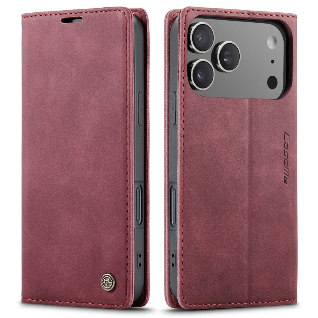 Leather Phone Wallet Case iPhone 17 Pro Wine Red Parkfield Supplies