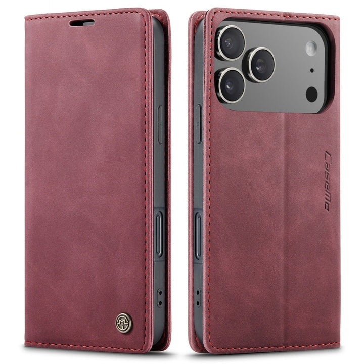 Leather Phone Wallet Case iPhone 17 Pro Wine Red Parkfield Supplies