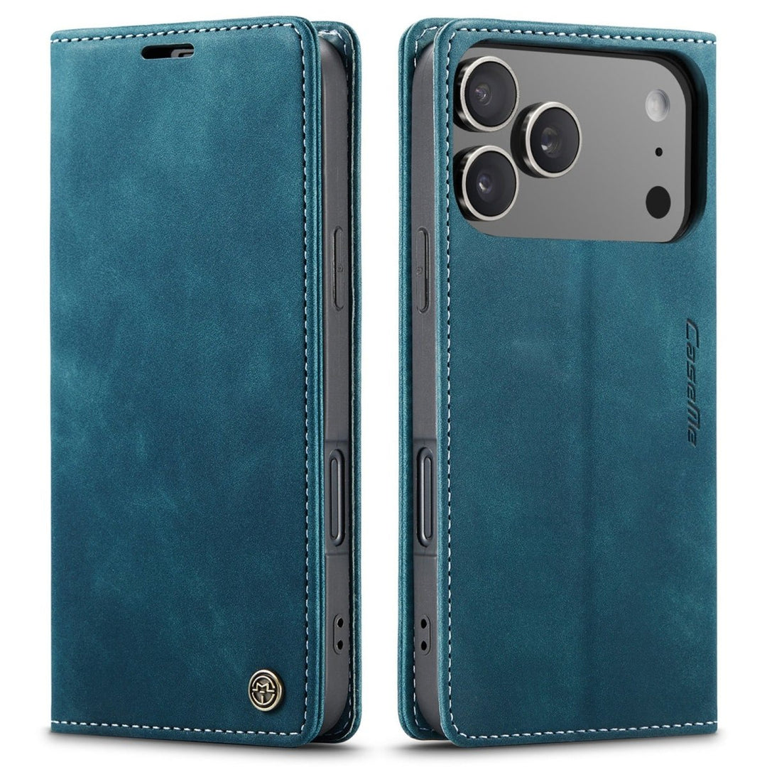 Leather Phone Wallet Case iPhone 17 Pro Blue Parkfield Supplies