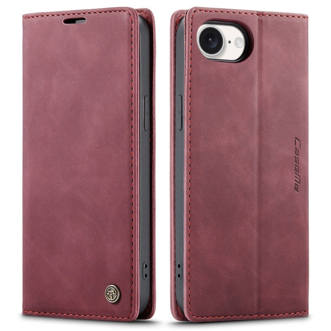 Leather Phone Wallet Case iPhone 16e Wine Red Parkfield Supplies