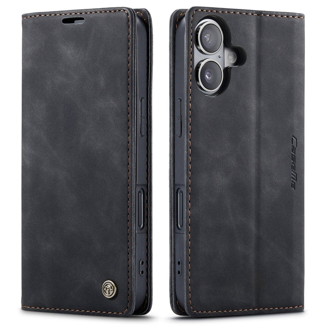 Leather Phone Wallet Case iPhone 16 Black Parkfield Supplies