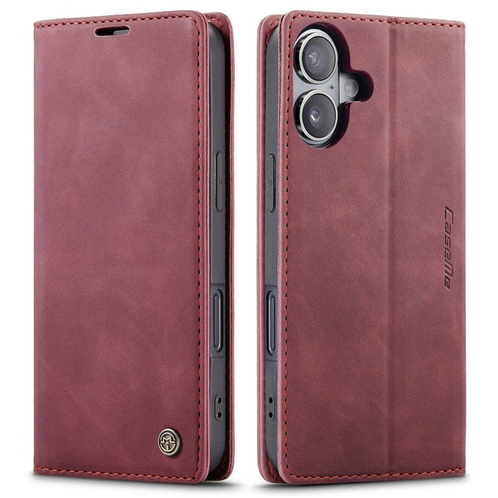 Leather Phone Wallet Case iPhone 16 Wine Red Parkfield Supplies
