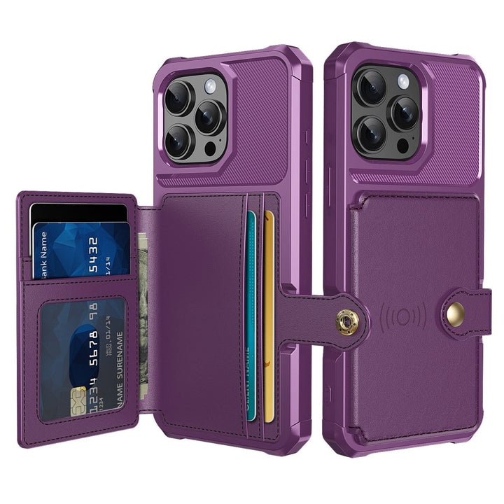 Magnetic Leather Phone Wallet Case iPhone 14 Pro Purple Parkfield Supplies