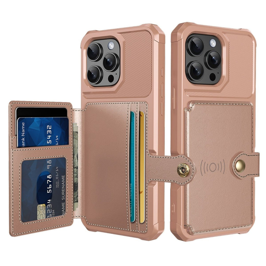 Magnetic Leather Phone Wallet Case iPhone 14 Pro Rose Gold Parkfield Supplies