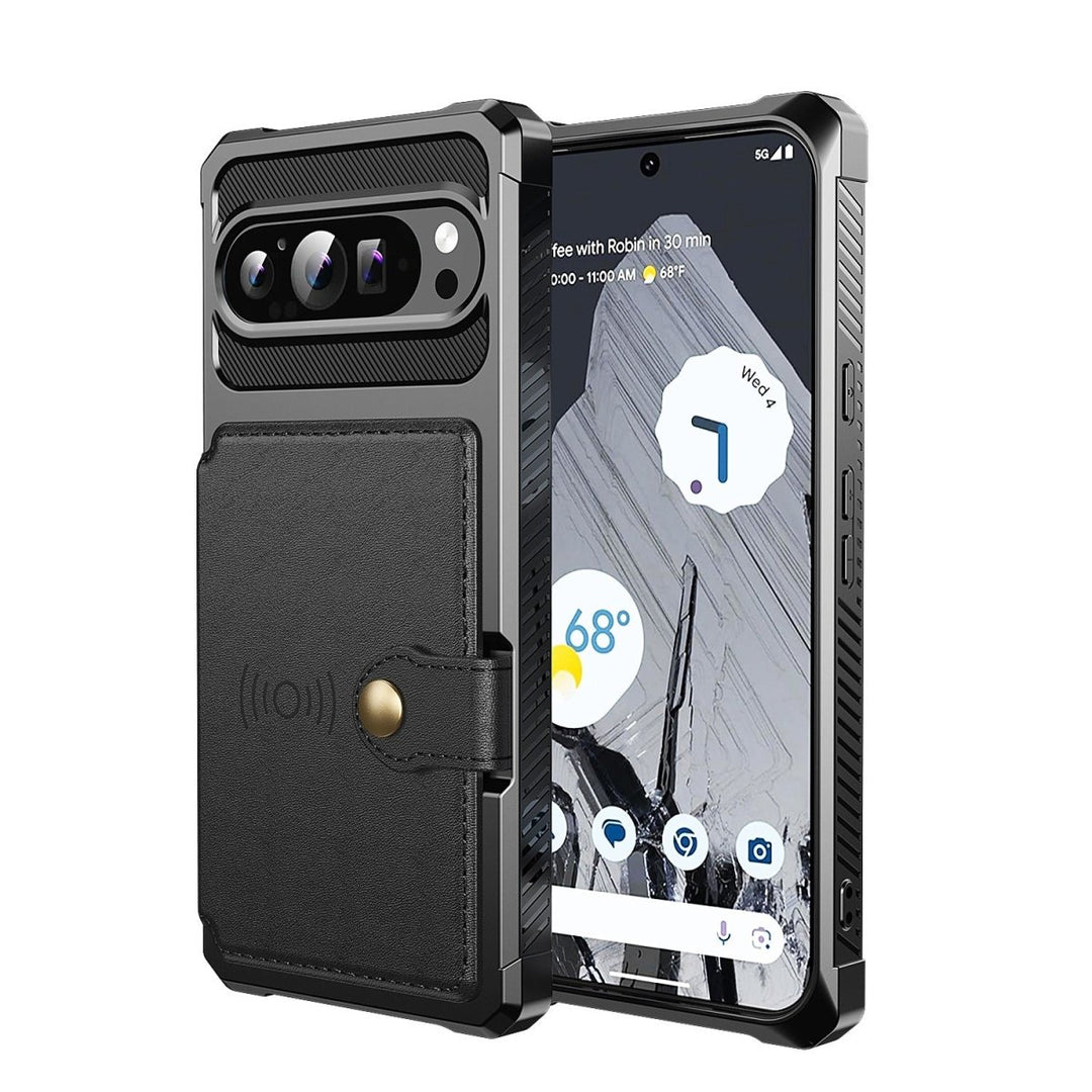 Magnetic Leather Wallet Case For Google Pixel Google Pixel 11 Pro XL Black Parkfield Supplies