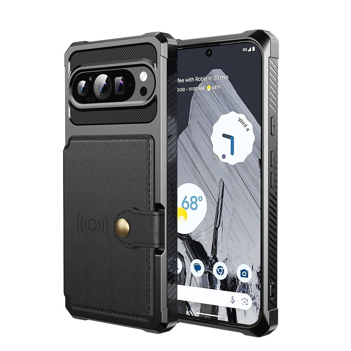 Magnetic Leather Wallet Case For Google Pixel Google Pixel 11 Pro XL Black Parkfield Supplies