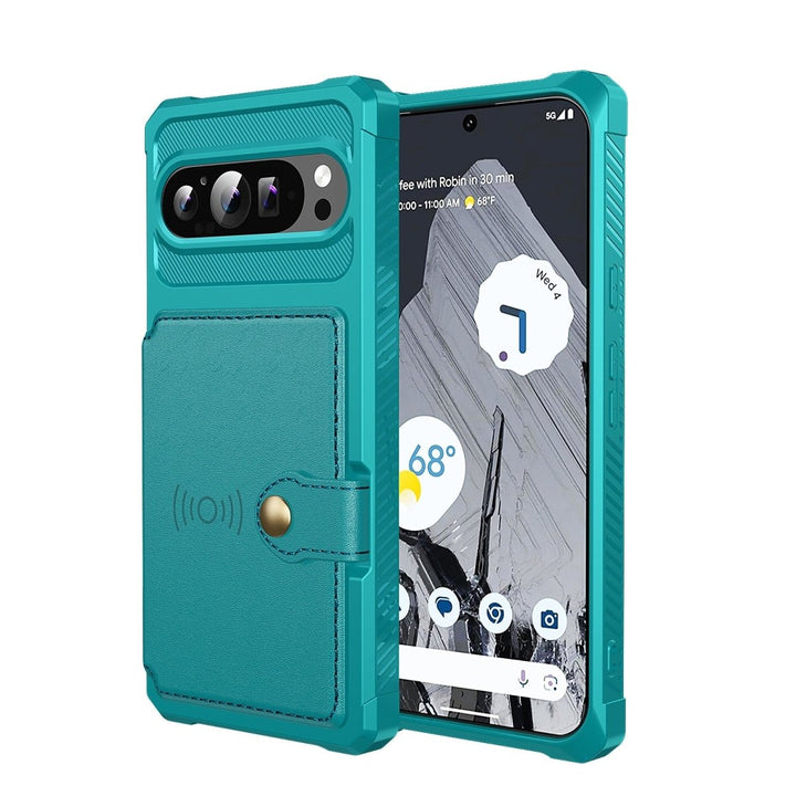 Magnetic Leather Wallet Case For Google Pixel Google Pixel 11 Pro XL Green Parkfield Supplies