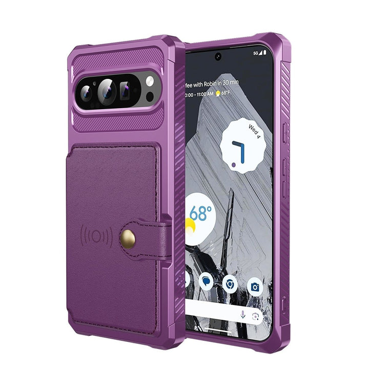 Magnetic Leather Wallet Case For Google Pixel Google Pixel 11 Pro XL Purple Parkfield Supplies