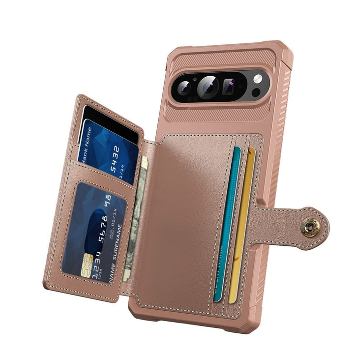 Magnetic Leather Wallet Case For Google Pixel Google Pixel 11 Pro XL Rose Gold Parkfield Supplies