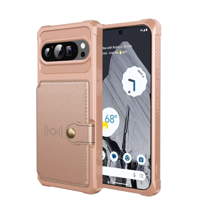 Magnetic Leather Wallet Case For Google Pixel Google Pixel 11 Pro XL Rose Gold Parkfield Supplies