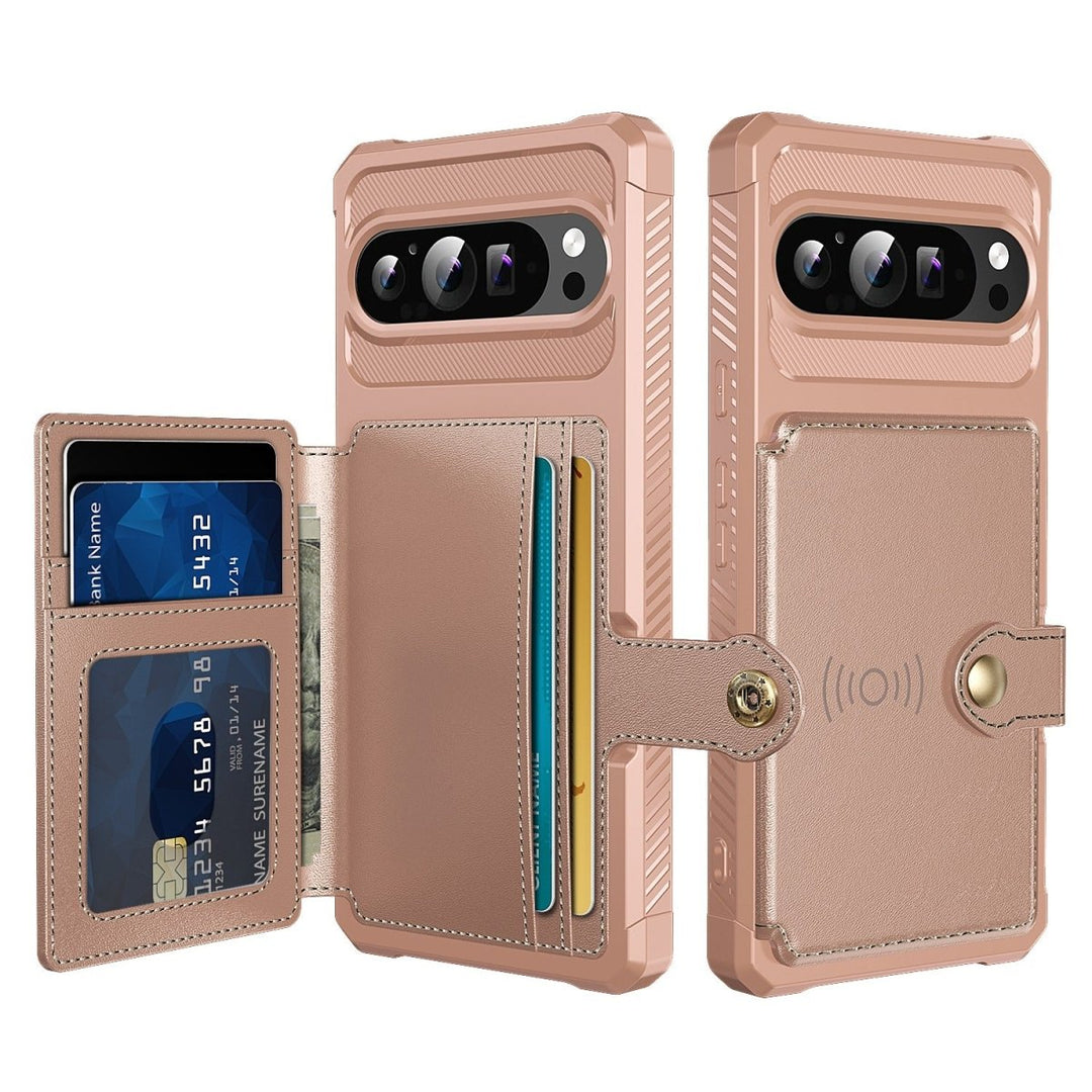 Magnetic Leather Wallet Case For Google Pixel Google Pixel 11 Pro XL Rose Gold Parkfield Supplies