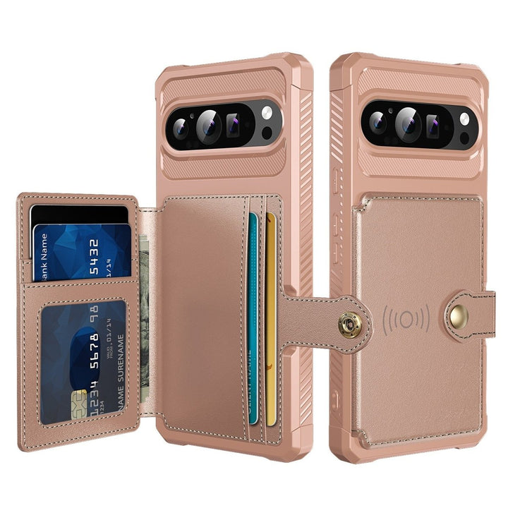 Magnetic Leather Wallet Case For Google Pixel Google Pixel 11 Pro XL Rose Gold Parkfield Supplies