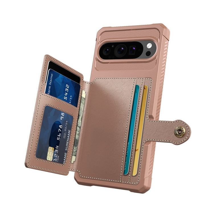 Magnetic Leather Wallet Case For Google Pixel Google Pixel 11 Pro XL Rose Gold Parkfield Supplies