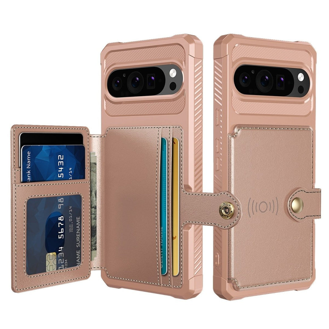 Magnetic Leather Wallet Case For Google Pixel Google Pixel 11 Pro XL Rose Gold Parkfield Supplies