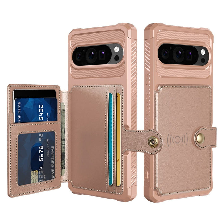 Magnetic Leather Wallet Case For Google Pixel Google Pixel 11 Pro XL Rose Gold Parkfield Supplies
