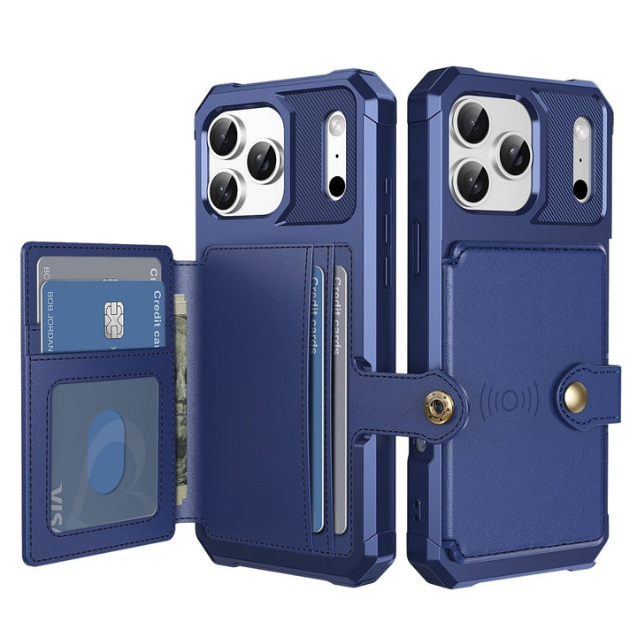 Magnetic Leather Phone Wallet Case iPhone 17 Pro Blue Parkfield Supplies