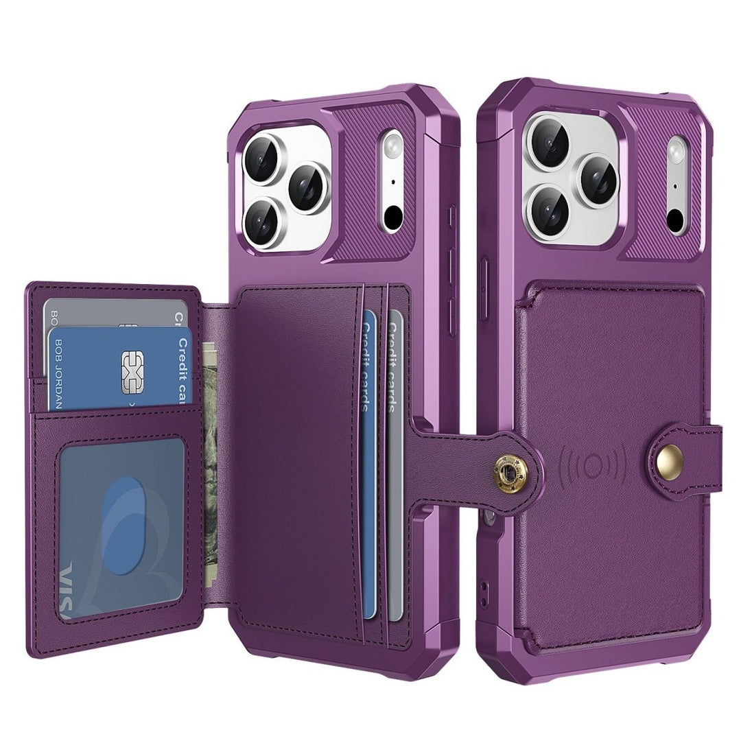 Magnetic Leather Phone Wallet Case iPhone 17 Pro Purple Parkfield Supplies