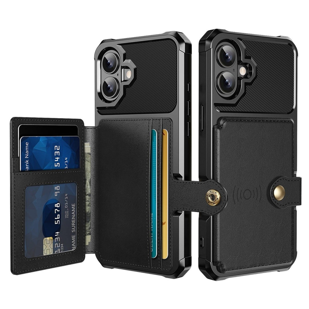 Magnetic Leather Phone Wallet Case iPhone 16 Black Parkfield Supplies