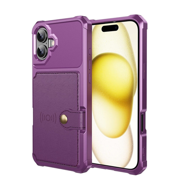 Magnetic Leather Phone Wallet Case iPhone 16 Purple Parkfield Supplies