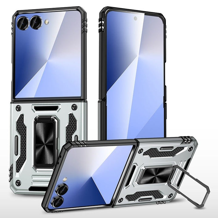Magnetic Case With Kickstand For Samsung Z Flip Galaxy Z Flip 7 Silver Parkfield Supplies