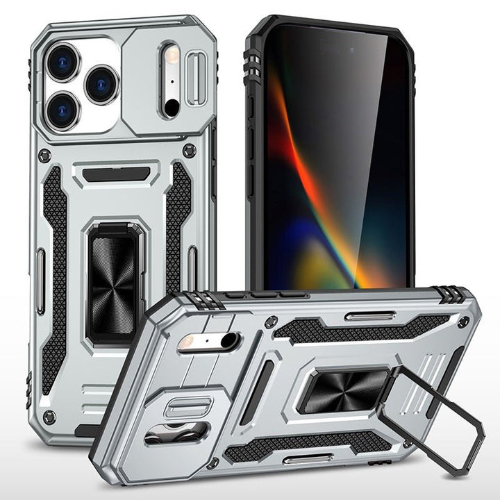 Magnetic Phone Case With Kickstand & Camera Cover iPhone 17 Pro Silver Parkfield Supplies