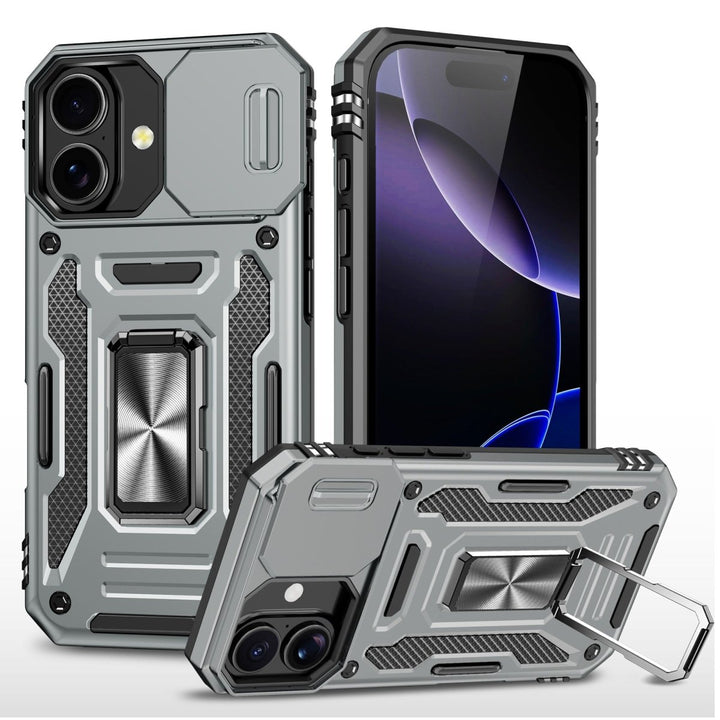 Magnetic Phone Case With Kickstand & Camera Cover iPhone 16 Silver Parkfield Supplies