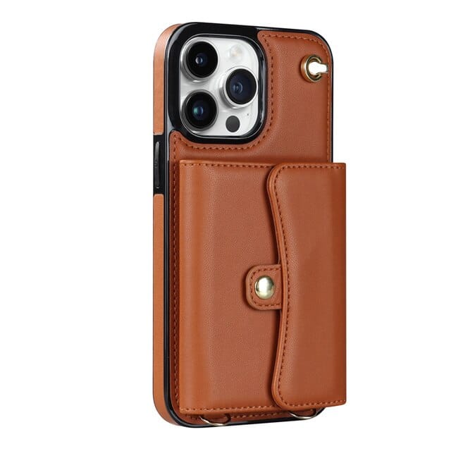 Cardholder Leather Phone Case With Lanyard iPhone 7 / Brown CM20230320-C-03-iPhone 7-Brown