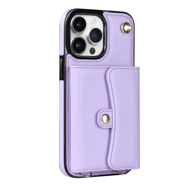 Cardholder Leather Phone Case With Lanyard iPhone 7 / Purple CM20230320-C-03-iPhone 7-Purple