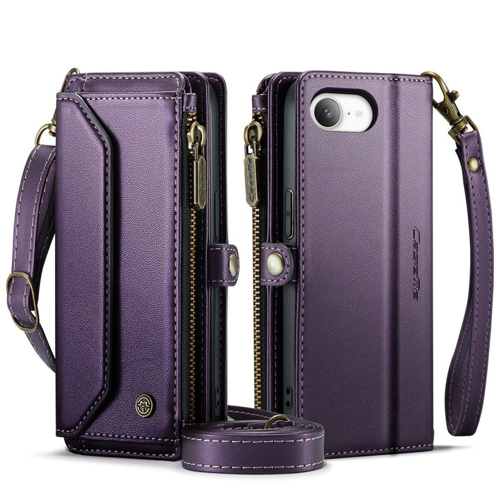 RFID Crossbody Leather Wallet Phone Case iPhone 16e Purple Parkfield Supplies