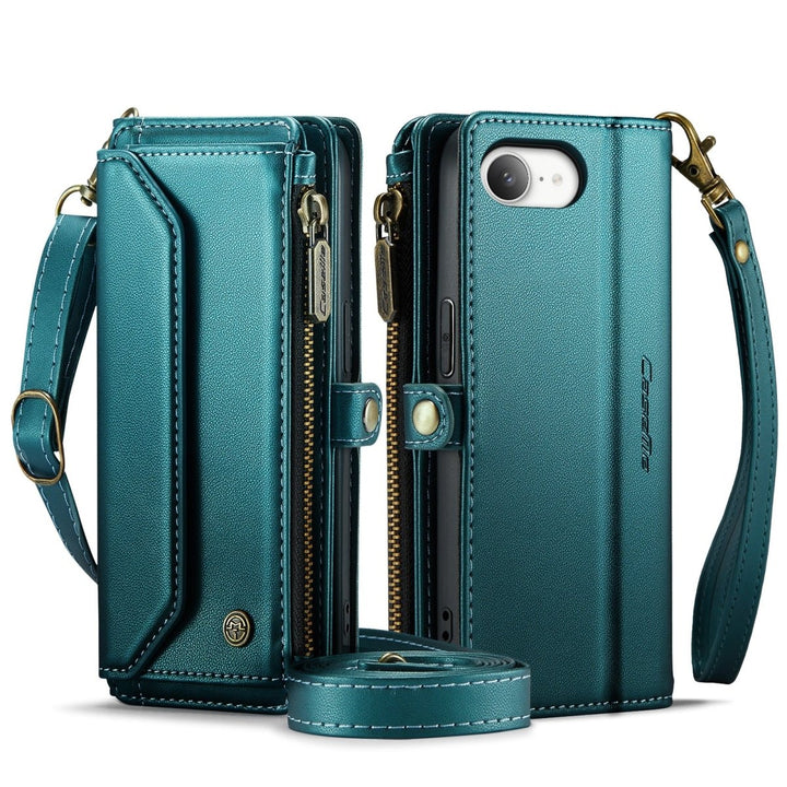 RFID Crossbody Leather Wallet Phone Case iPhone 16e Teal Parkfield Supplies
