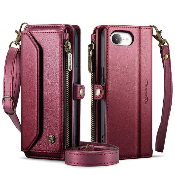 RFID Crossbody Leather Wallet Phone Case iPhone 16e Wine Red Parkfield Supplies