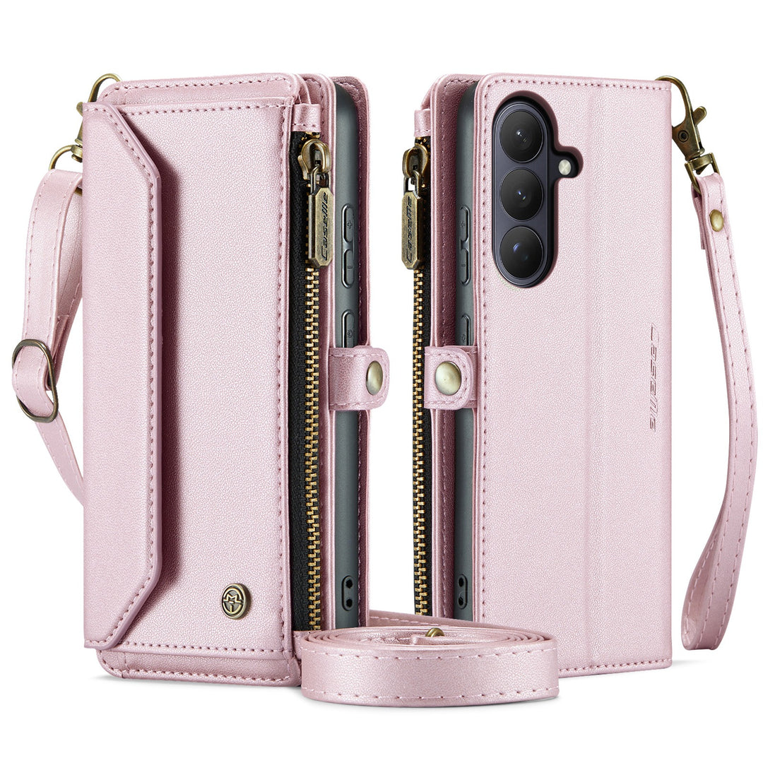 Coque portefeuille en cuir RFID bandoulière pour Samsung Galaxy