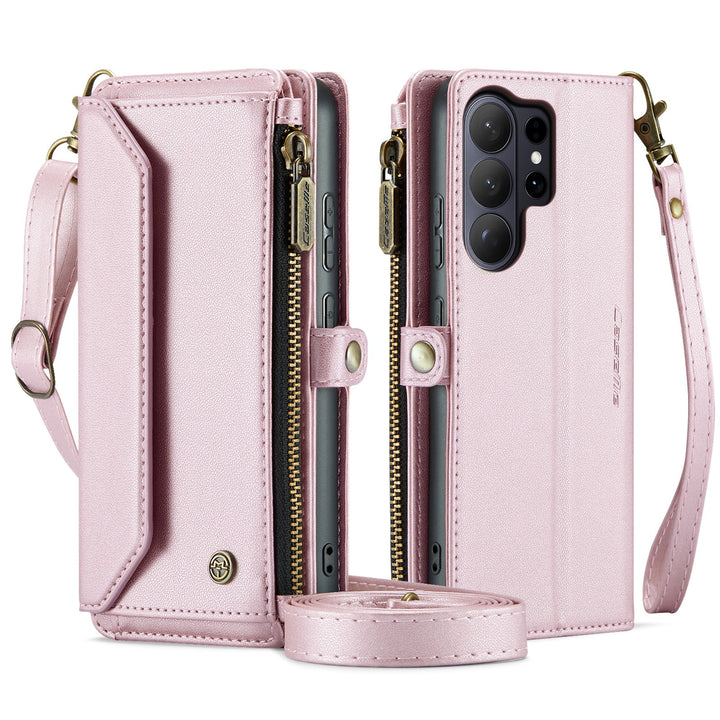 Coque portefeuille en cuir RFID bandoulière pour Samsung Galaxy
