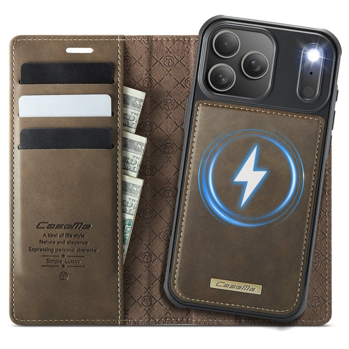 RFID Detachable Leather Card Holder Phone Case iPhone 17 Pro Brown Parkfield Supplies
