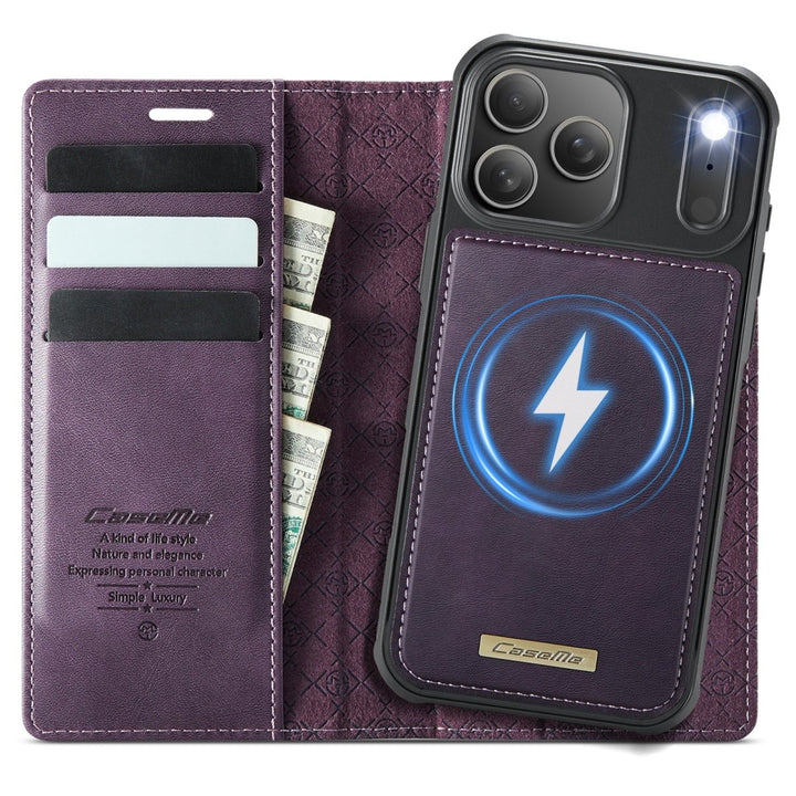 RFID Detachable Leather Card Holder Phone Case iPhone 17 Pro Purple Parkfield Supplies