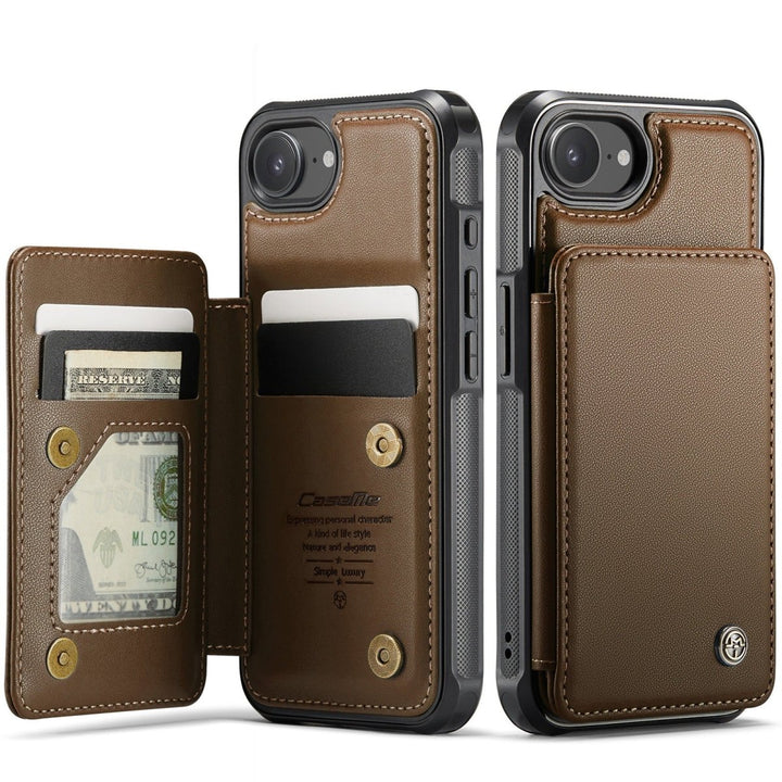 RFID Flip Leather Wallet Phone Case iPhone 16e Brown Parkfield Supplies