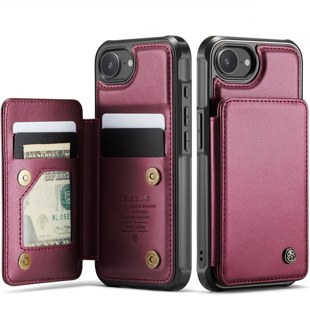 RFID Flip Leather Wallet Phone Case iPhone 16e Wine Red Parkfield Supplies