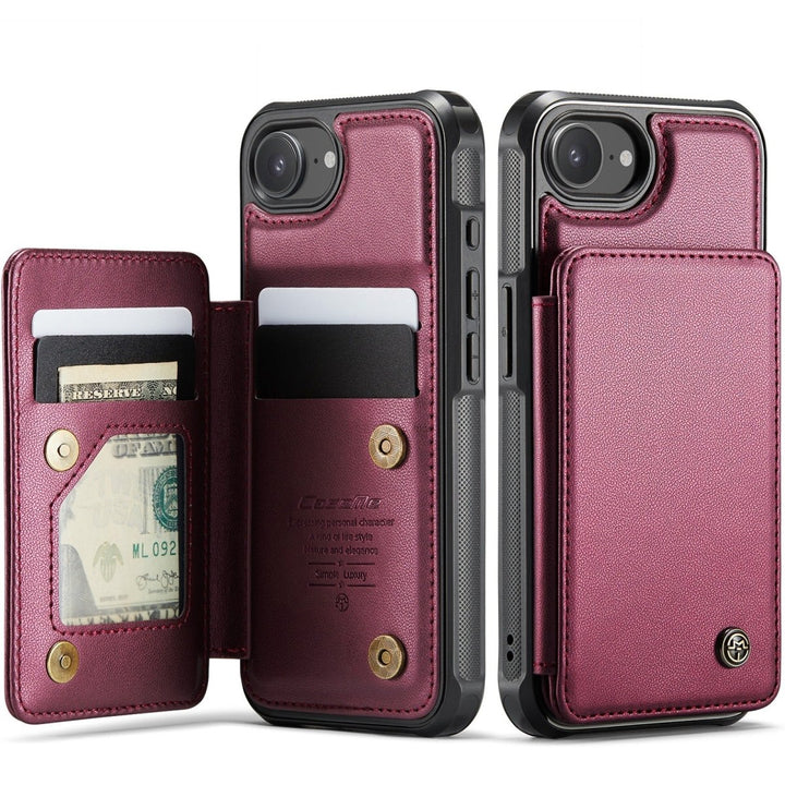 RFID Flip Leather Wallet Phone Case iPhone 16e Wine Red Parkfield Supplies